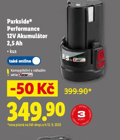 PARKSIDE PERFORMANCE 12 V AKUMULTOR 2,5 AH