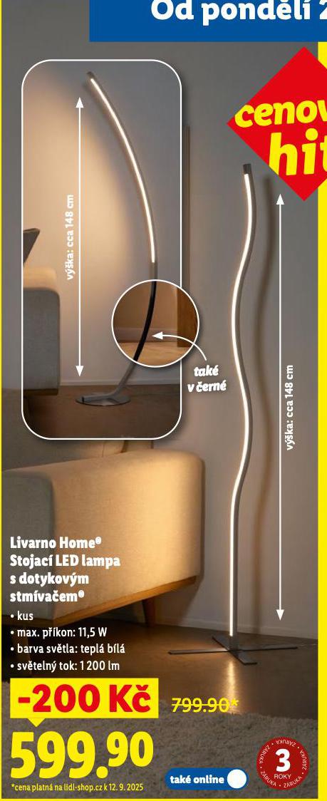 LIVARNO HOME STOJAC LED LAMPA S DOTYKOVM STMVAEM
