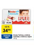 KINDER TYČINKY Z MLÉČNÉ ČOKOLÁDY S MLÉČNOU NÁPLNÍ