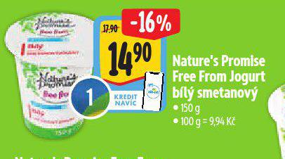 NATURES PROMISE  FREE FROM JOGURT BIL SMETANOV