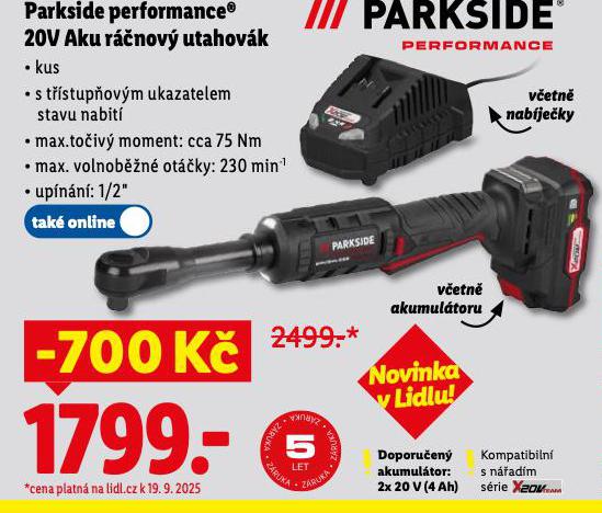 PARKSIDE PERFORMANCE 20V AKU RNOV UTAHOVK
