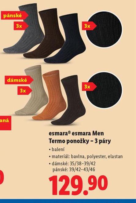 ESMARA ESMARA MEN TERMO PONOKY - 3 PRY