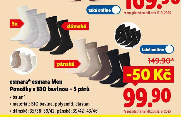 ESMARA ESMARA MEN PONOKY S BIO BAVLNOU - 5 PR