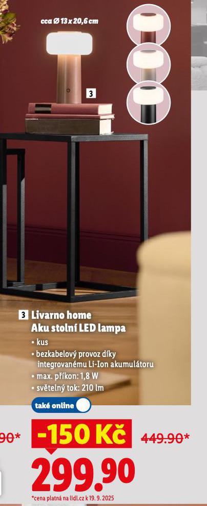 LIVARNO HOME AKU STOLN LED LAMPA