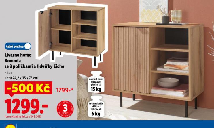 LIVARNO HOME KOMODA SE 3 POLIKAMI A 1 DVKY EICHE
