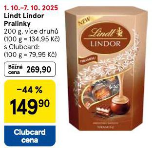 LINDT LINDOR PRALINKY