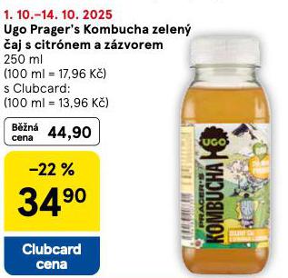 UGO PRAGES KOMBUCHA ZELN AJ S CITRNEM A ZZVOREM
