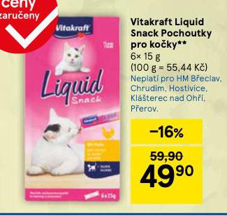 VITAKRAFT LIQUID SNACK POCHOUTKY PRO KOKY