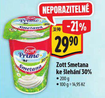 ZOTT SMETANA KE LEHN 30%