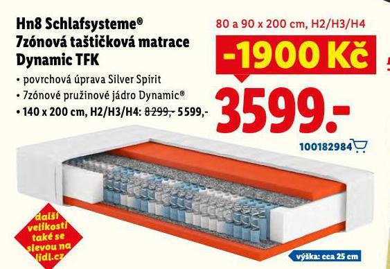 HN8 SCHLAFSYSTEME 7ZNOV TATIKOV MATRACE DYNAMIC TFK