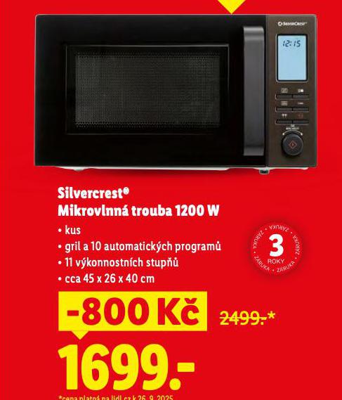 SILVERCREST MIKROVLNN TROUBA 1200W