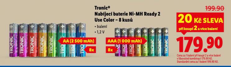 TRONIC NABJEC BATERIE NI-MH READY 2 USE COLOR - 8 KUS
