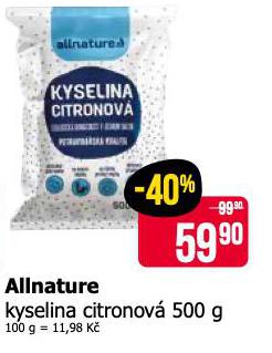 ALLNATURE KYSELINA CITRONOV