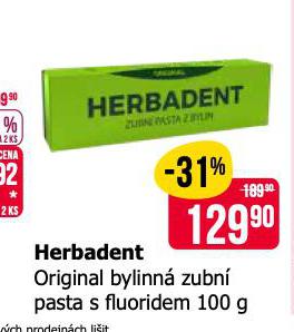 HERBADENT ORIGINAL BYLINN ZUBN PASTA S FLUORIDEM