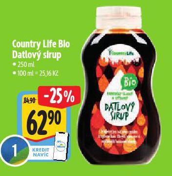 COUNTRY LIFE BIO DATLOVÝ SIRUP