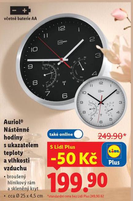 AURIOL NSTNNN HODINY S UKAZATELEM TEPLOTY A VLHKOSTI VZDUCHU