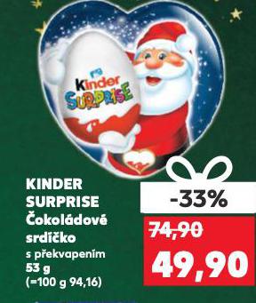 KINDER SURPRISE ČOKOLÁDOVÉ SRDÍČKO