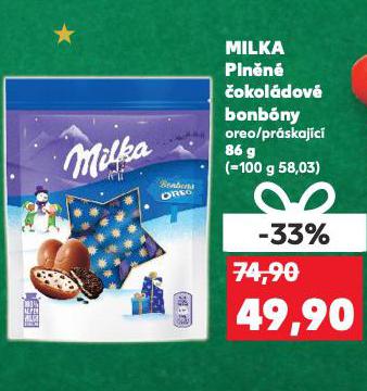 MILKA PLNĚNÉ ČOKOLÁDOVÉ BONBÓNY