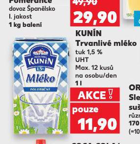 KUNÍN TRVANLIVÉ MLÉKO