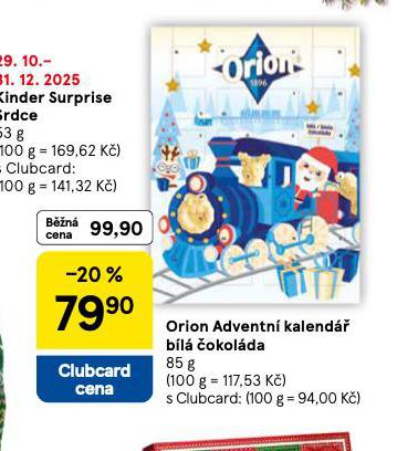ORION ADVENTNÍ KALENDÁŘ BÍLÁ ČOKOLÁDA