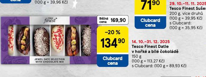 TESCO FINEST DATLE V HOŘKÉ A BÍLÉ ČOKOLÁDĚ