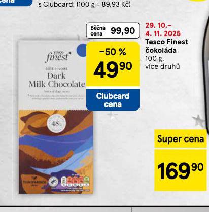 TESCO FINEST ČOKOLÁDA