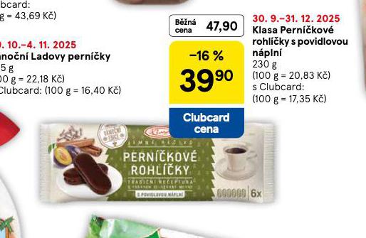 KLASA PERNÍČKOVÉ ROHLÍČKY S POVIDLOVOU NÁPLNÍ