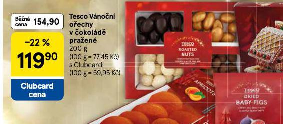 TESCO VÁNOČNÍ OŘECHY V ČOKOLÁDĚ PRAŽENÉ