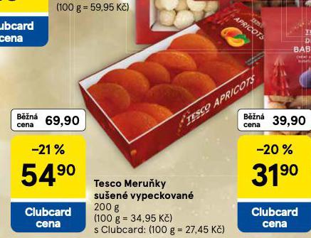TESCO MERUŇKY SUŠENÉ VYPECKOVANÉ