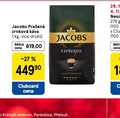JACOBS PRAŽENÁ ZRNKOVÁ KÁVA