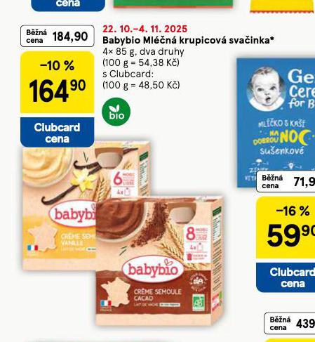 BABYBIO MLÉČNÁ KRUPICOVÁ SVAČINKA