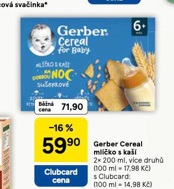 GERBER CEREAL MLÍČKO S KAŠÍ