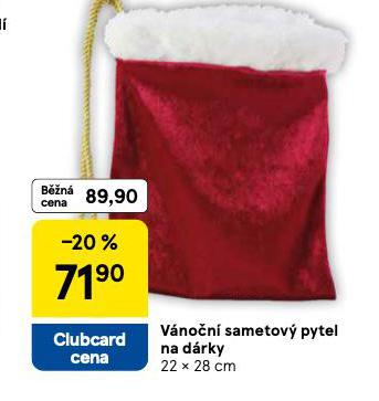 VÁNOČNÍ SAMETOVÝ PYTEL NA DÁRKY