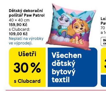 DĚTSKÝ DEKORAČNÍ POLŠTÁŘ PAW PATROL