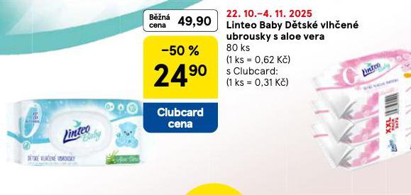 LINTEO BABY DĚTSKÉ VLHČENÉ UBROUSKY