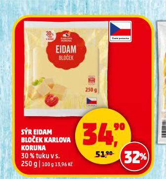 SÝR EIDAM BLOČEK KARLOVA KORUNA