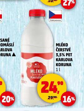 MLÉKO ČERSTVÉ KARLOVA KORUNA