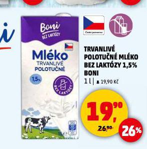 TRVANLIVÉ POLOTUČNÉ MLÉKO BEZ LAKTÓZY
