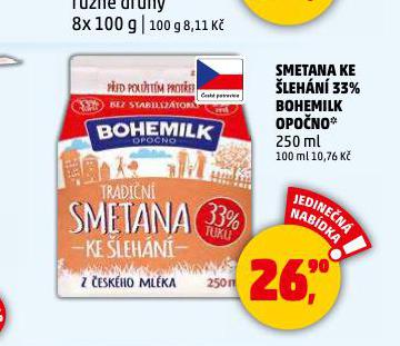 BOHEMILK OPOČNO SMETANA KE ŠLEHÁNÍ