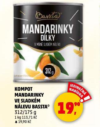 KOMPOT MADARINKY VE SLADKÉM NÁLEVU BASSTA