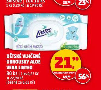 LINTEO BABY DĚTSKÉ VLHČENÉ UBROUSKY
