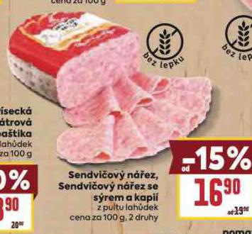 SENDVIČOVÝ NÁŘEZ SE SÝREM A KAPIÍ