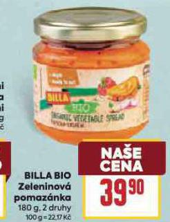 BILLA BIO ZELENINOVÁ POMAZÁNKA