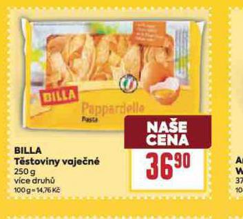 BILLA TĚSTOVINY VAJEČNÉ