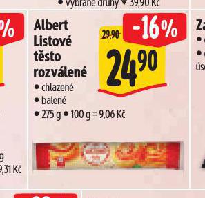 LISTOVÉ TĚSTO ROZVÁLENÉ