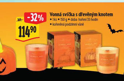 VONNÁ SVÍČKA S DŘEVĚNÝM KNOTEM