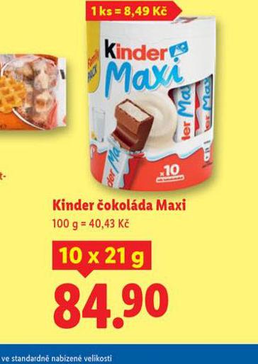 KINDER ČOKOLÁDA MAXI