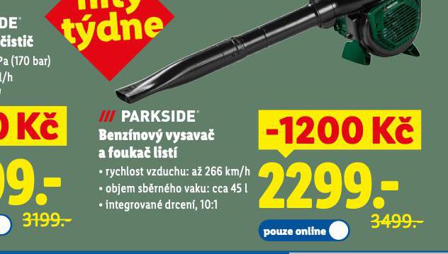 PARKSIDE BENZÍNOVÝ VYSAVAČ A FOUKAČ LISTÍ