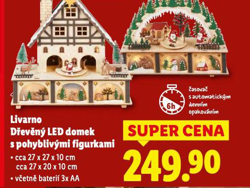 DŘEVĚNÝ LED DOMEK S POHYBLIVÝMI FIGURKAMI