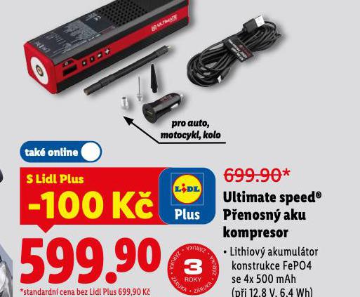 ULTIMATE SPEED PŘENOSNÝ AKU KOMPRESOR